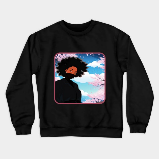 Sakura Ninja Girl Crewneck Sweatshirt by Visionary Vibe Apparel